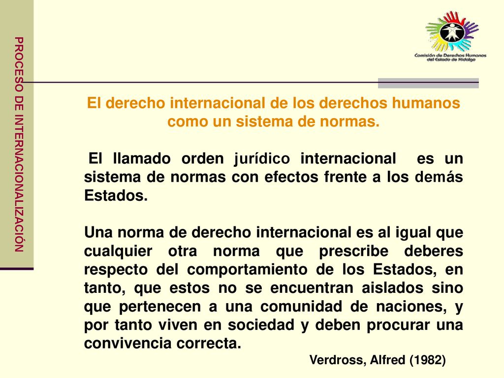 El derecho internacional de los derechos humanos como un sistema de normas.