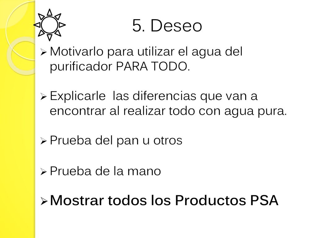 5. Deseo Mostrar todos los Productos PSA