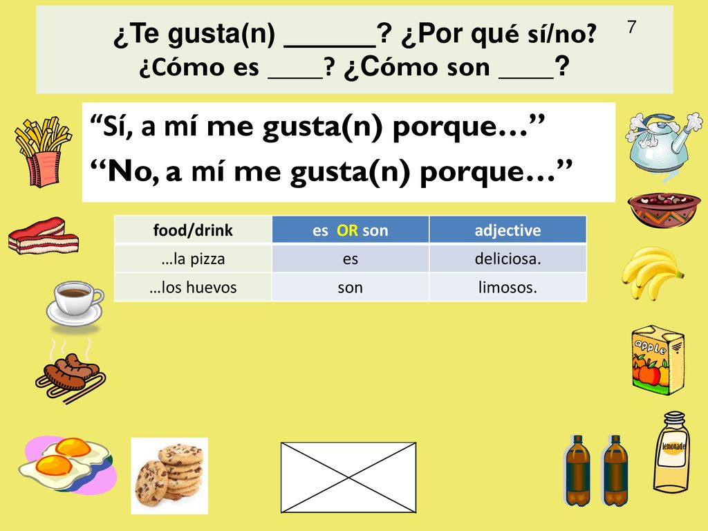 ¿Te gusta(n) ______ ¿Por qué sí/no ¿Cómo es ____ ¿Cómo son ____