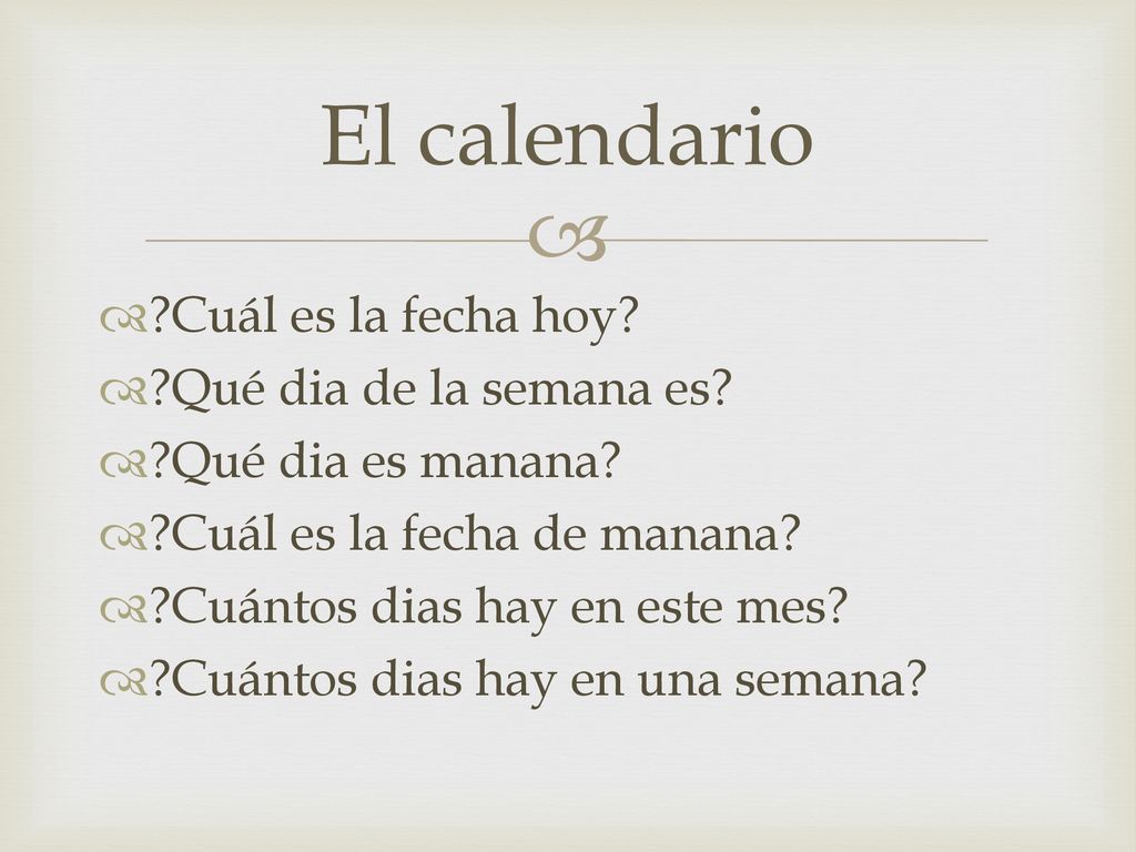El calendario Cuál es la fecha hoy Qué dia de la semana es