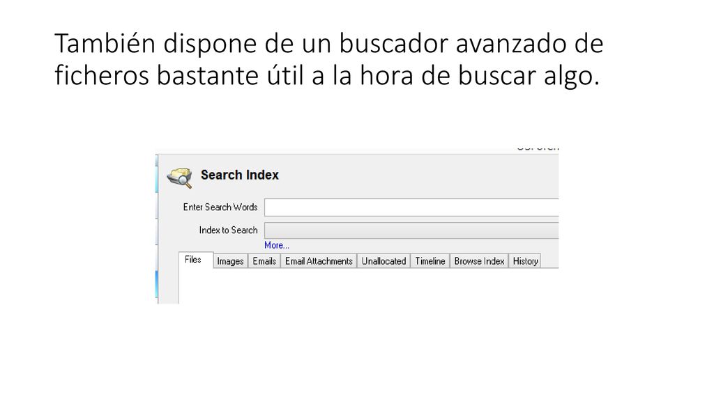 También dispone de un buscador avanzado de ficheros bastante útil a la hora de buscar algo.
