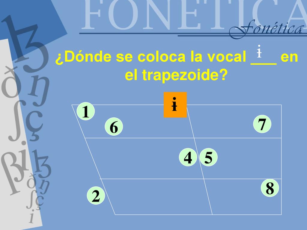 ¿Dónde se coloca la vocal ___ en el trapezoide