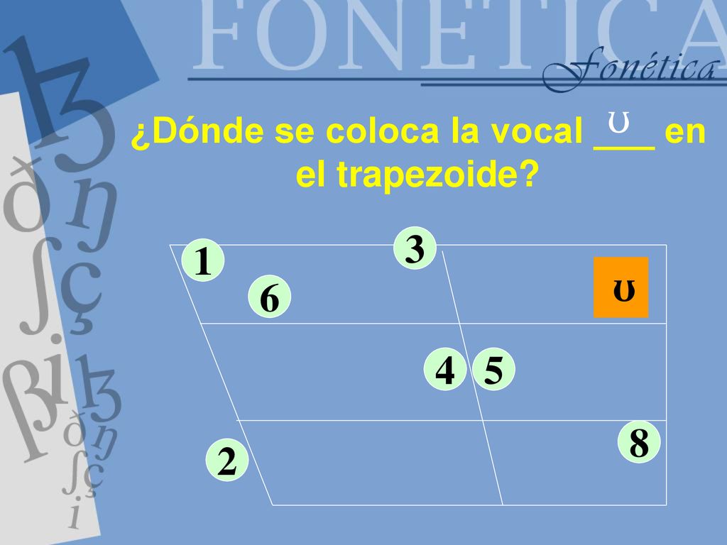¿Dónde se coloca la vocal ___ en el trapezoide