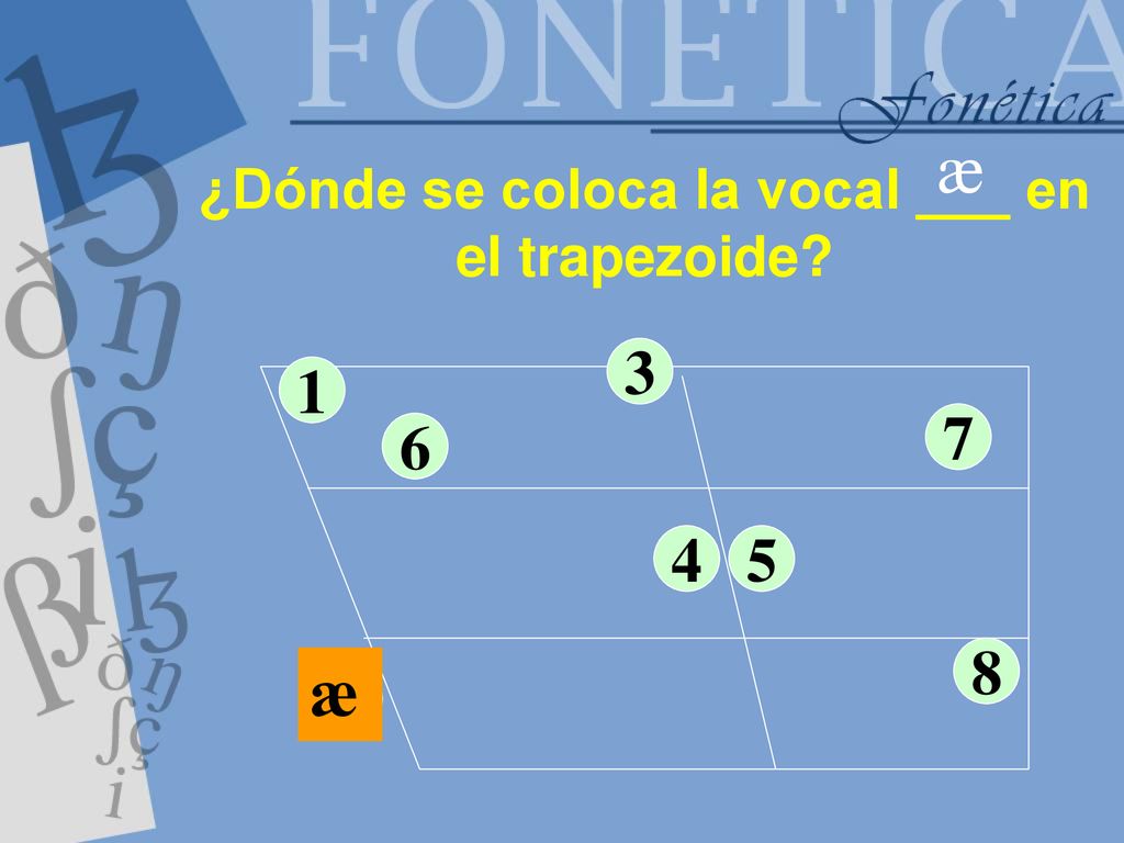 ¿Dónde se coloca la vocal ___ en el trapezoide