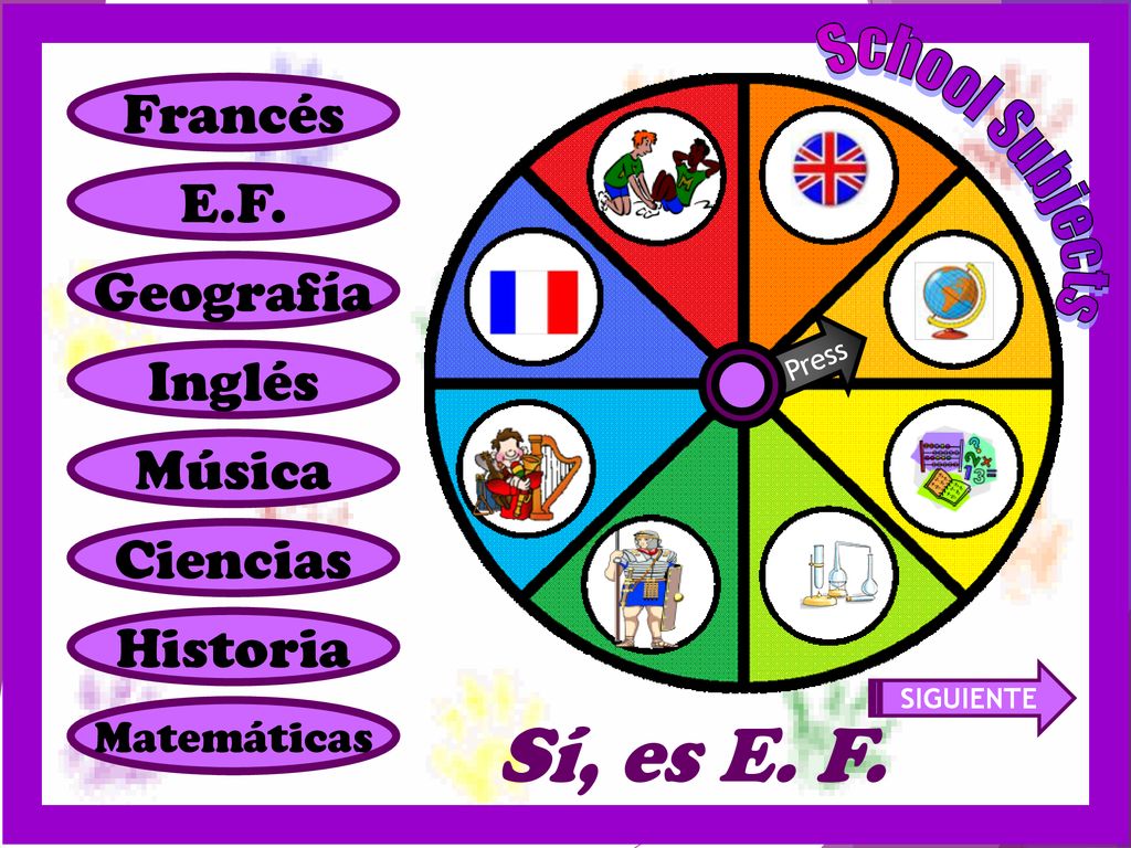 Sí, es E. F. School Subjects Francés E.F. Geografía Inglés Música