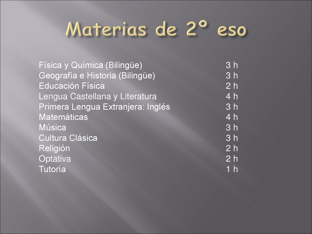 Materias de 2º eso Física y Química (Bilingüe) 3 h