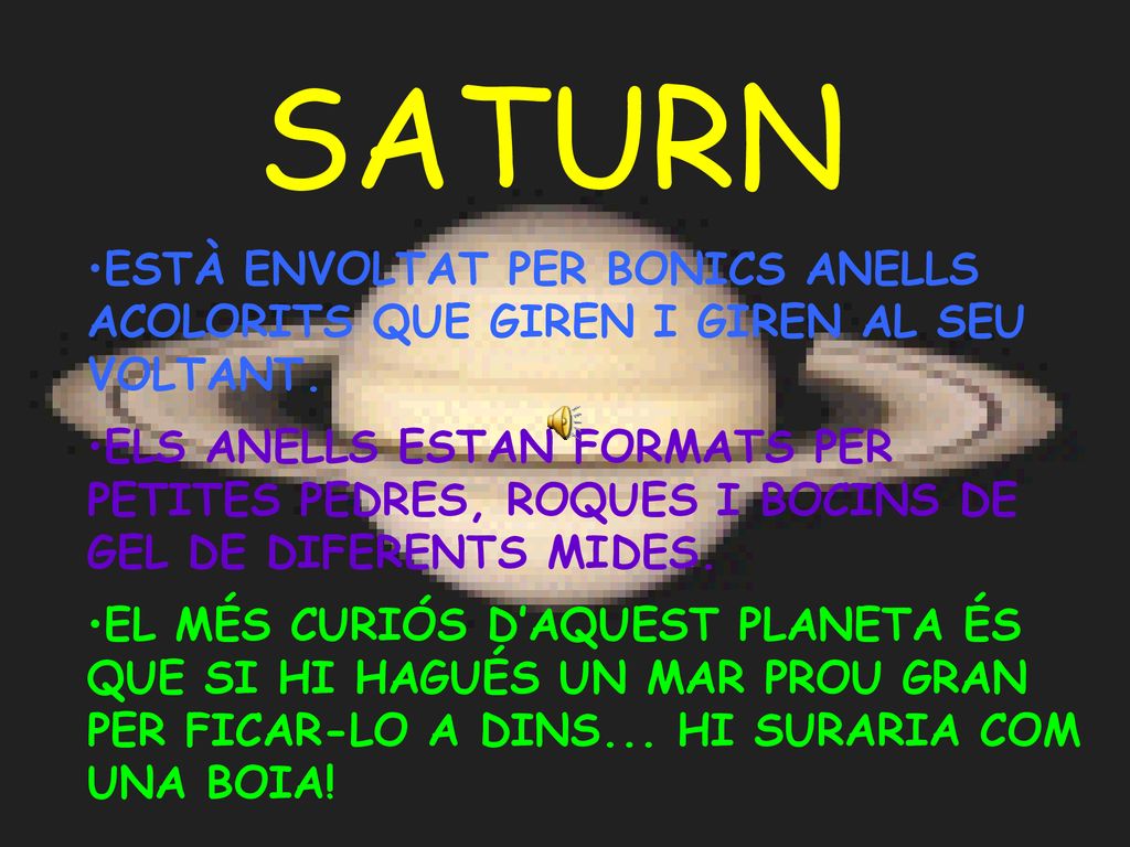 SATURN ESTÀ ENVOLTAT PER BONICS ANELLS ACOLORITS QUE GIREN I GIREN AL SEU VOLTANT.
