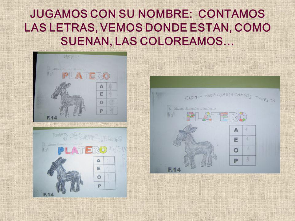 JUGAMOS CON SU NOMBRE: CONTAMOS LAS LETRAS, VEMOS DONDE ESTAN, COMO SUENAN, LAS COLOREAMOS…