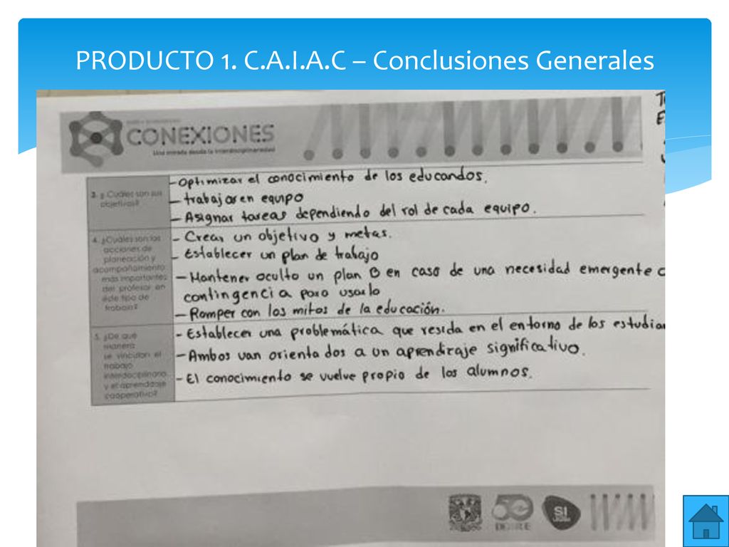 PRODUCTO 1. C.A.I.A.C – Conclusiones Generales