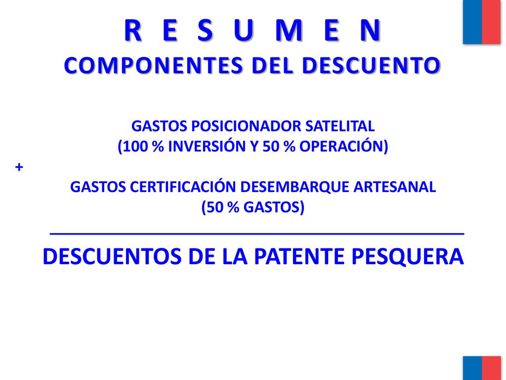 R E S U M E N COMPONENTES DEL DESCUENTO