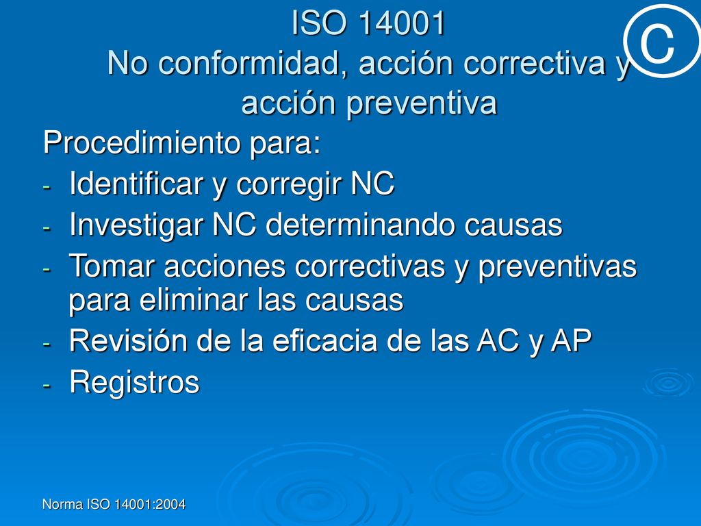 ISO No conformidad, acción correctiva y acción preventiva