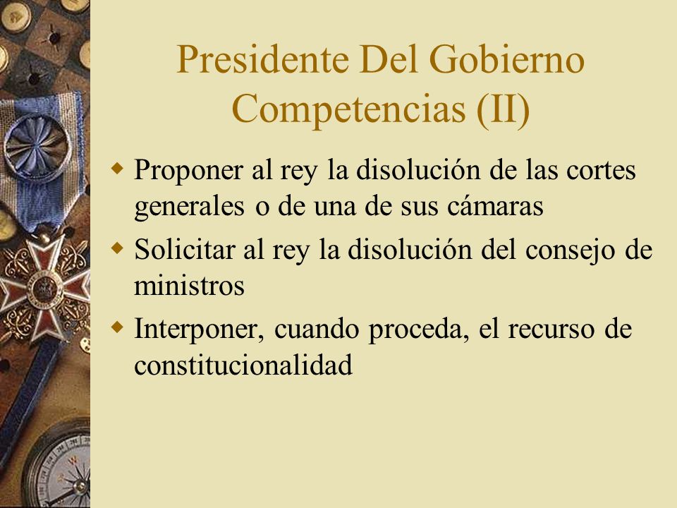 Presidente Del Gobierno Competencias (II)