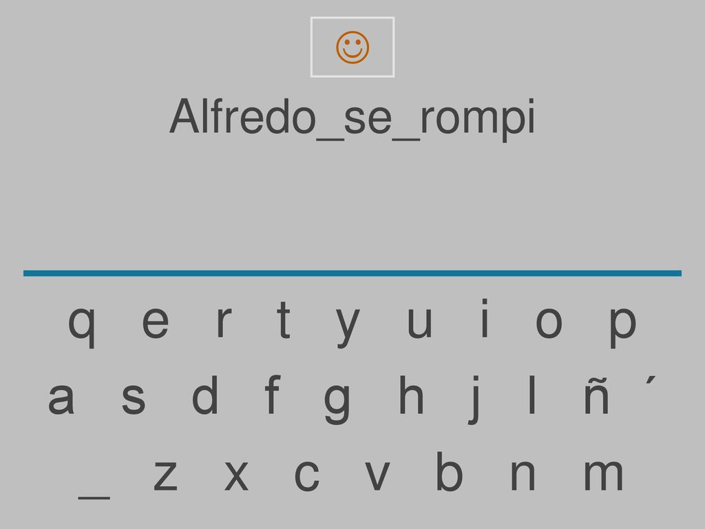 q e r t y u i o p a s d f g h j l ñ ´ _ z x c v b n m Alfredo_se_rompi