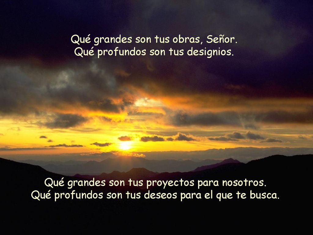 Qué grandes son tus obras, Señor. Qué profundos son tus designios.
