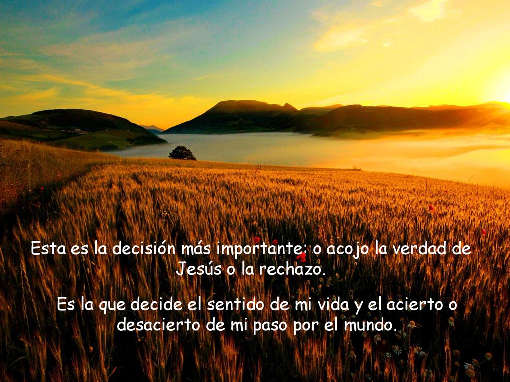Esta es la decisión más importante: o acojo la verdad de Jesús o la rechazo.
