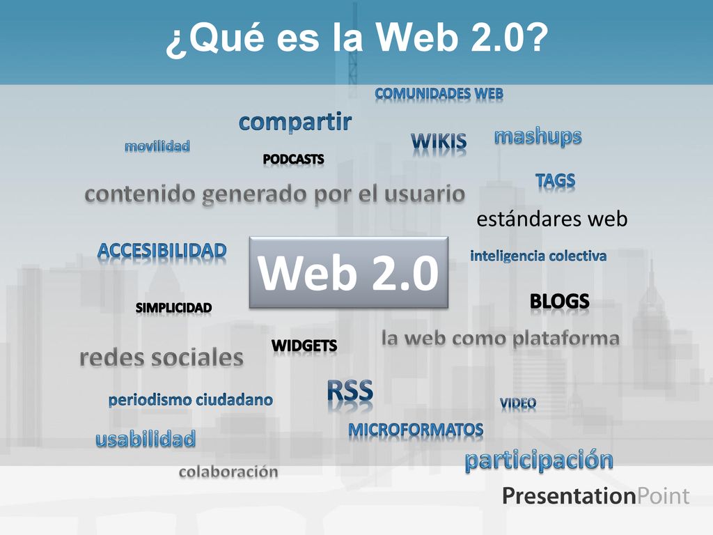 Web 2.0 ¿Qué es la Web 2.0 RSS redes sociales compartir participación