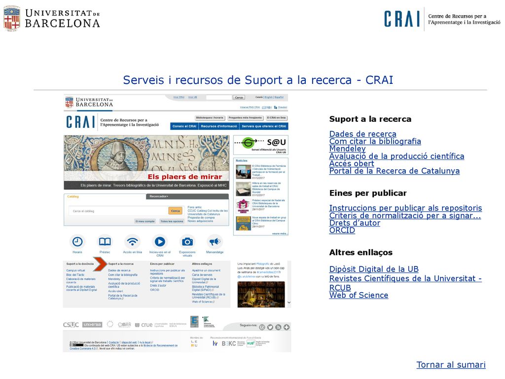 Serveis i recursos de Suport a la recerca - CRAI