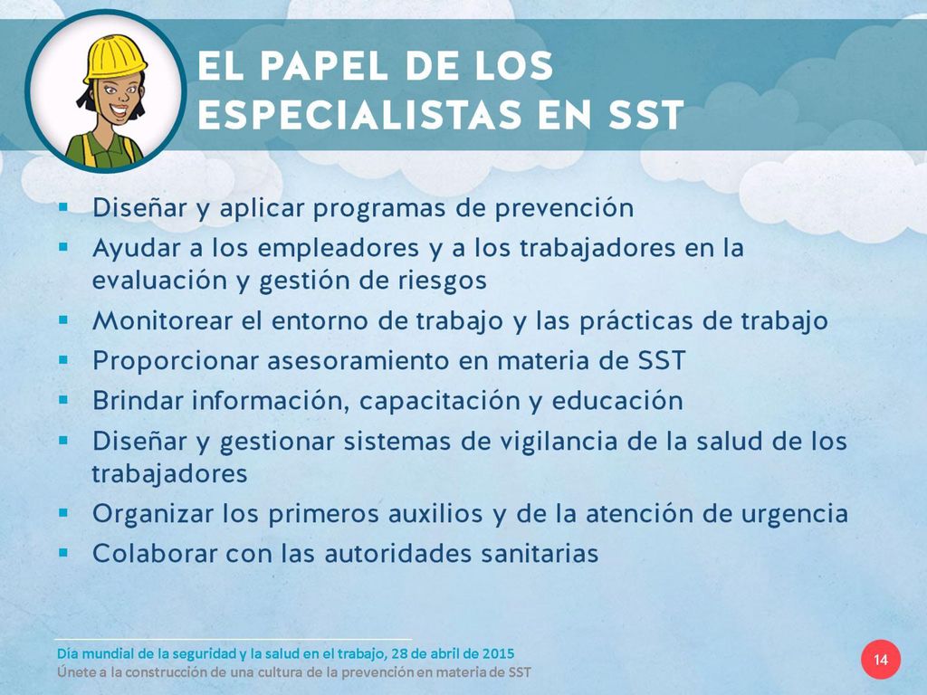 EL PAPEL DE LOS ESPECIALISTAS EN SST
