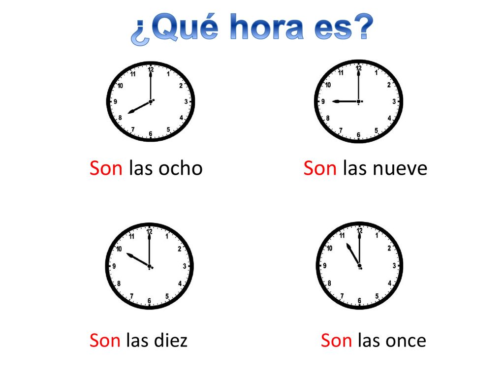 ¿Qué hora es Son las ocho Son las nueve Son las diez Son las once