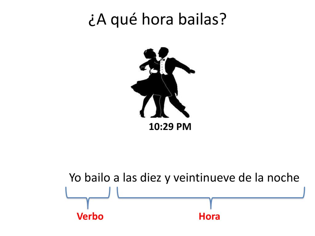 ¿A qué hora bailas Yo bailo a las diez y veintinueve de la noche