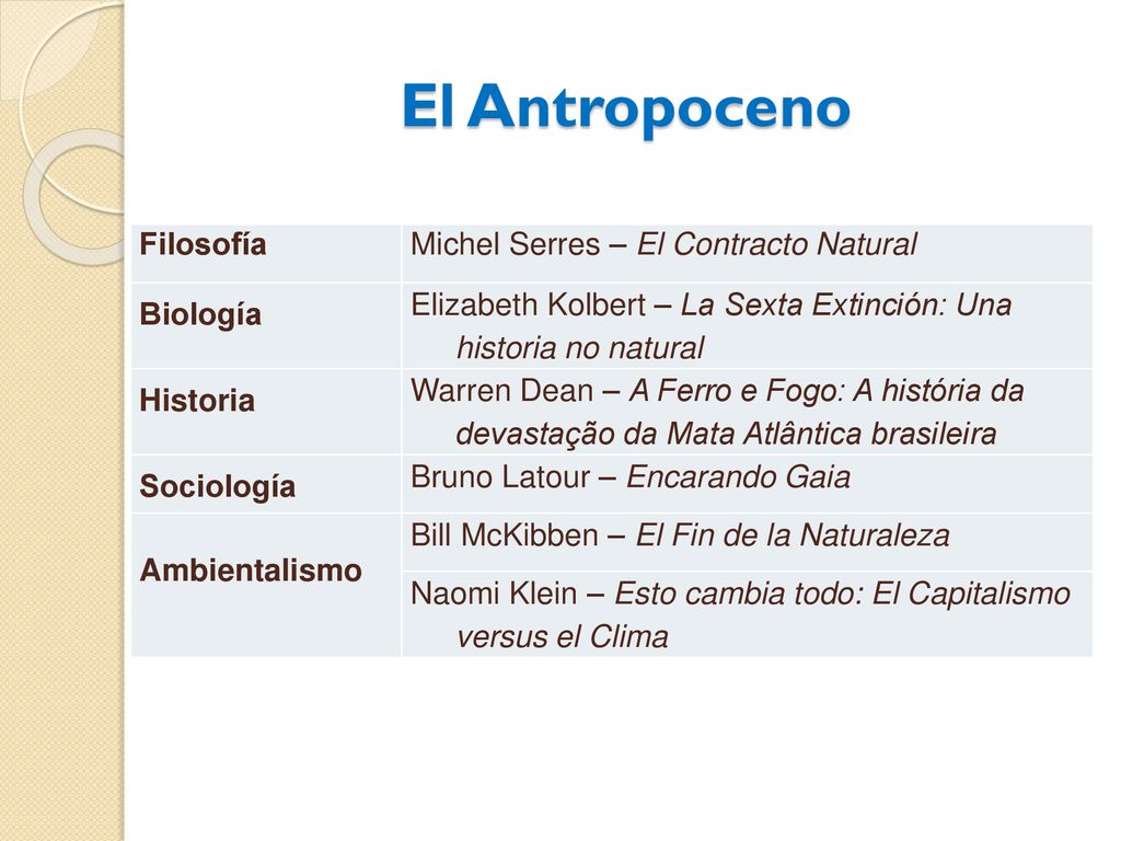 El Antropoceno Filosofía Michel Serres – El Contracto Natural Biología