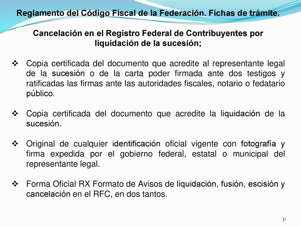 Reglamento del Código Fiscal de la Federación. Fichas de trámite.