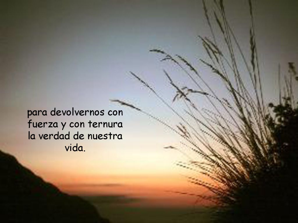 para devolvernos con fuerza y con ternura la verdad de nuestra vida.