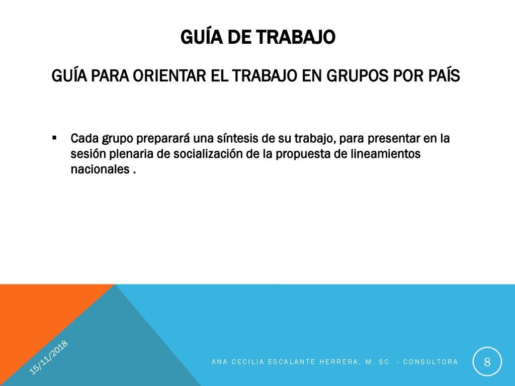GUÍA DE TRABAJO GUÍA PARA ORIENTAR EL TRABAJO EN GRUPOS POR PAÍS
