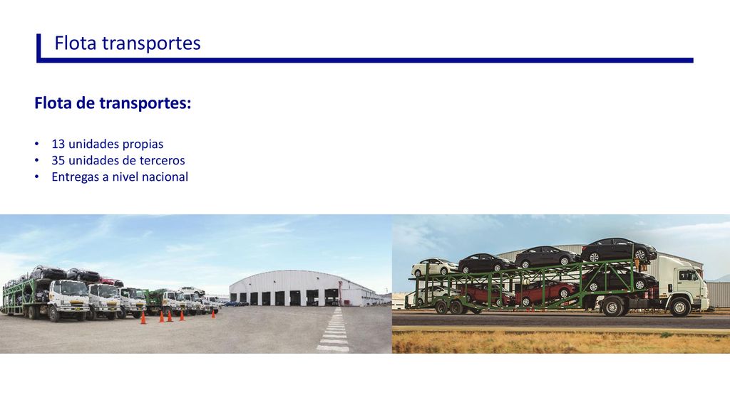 Flota transportes Flota de transportes: 13 unidades propias