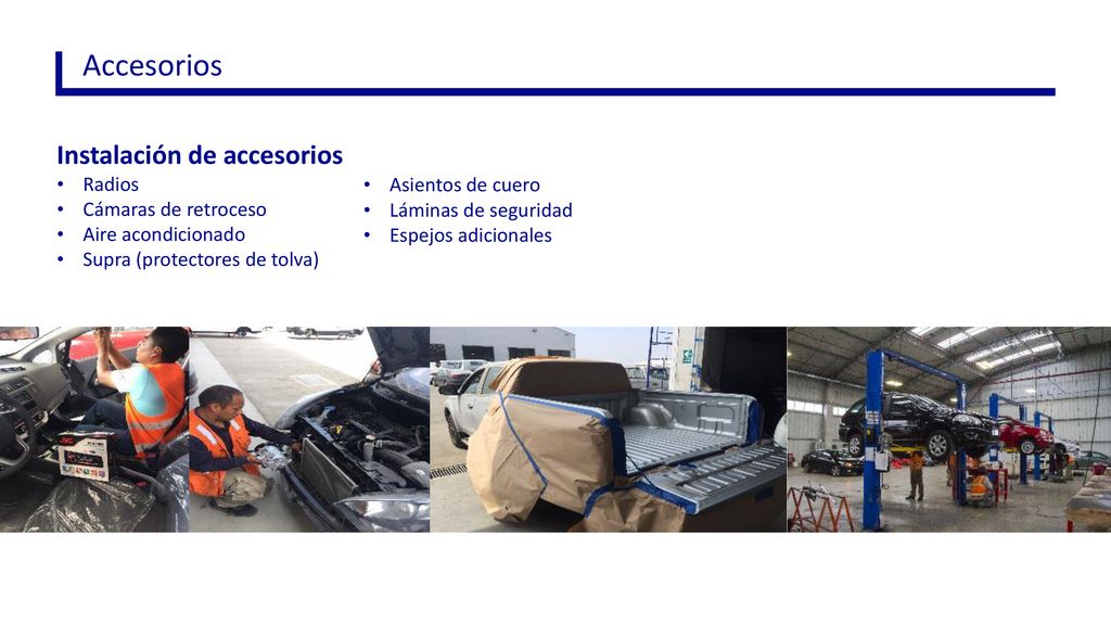 Accesorios Instalación de accesorios Radios Asientos de cuero