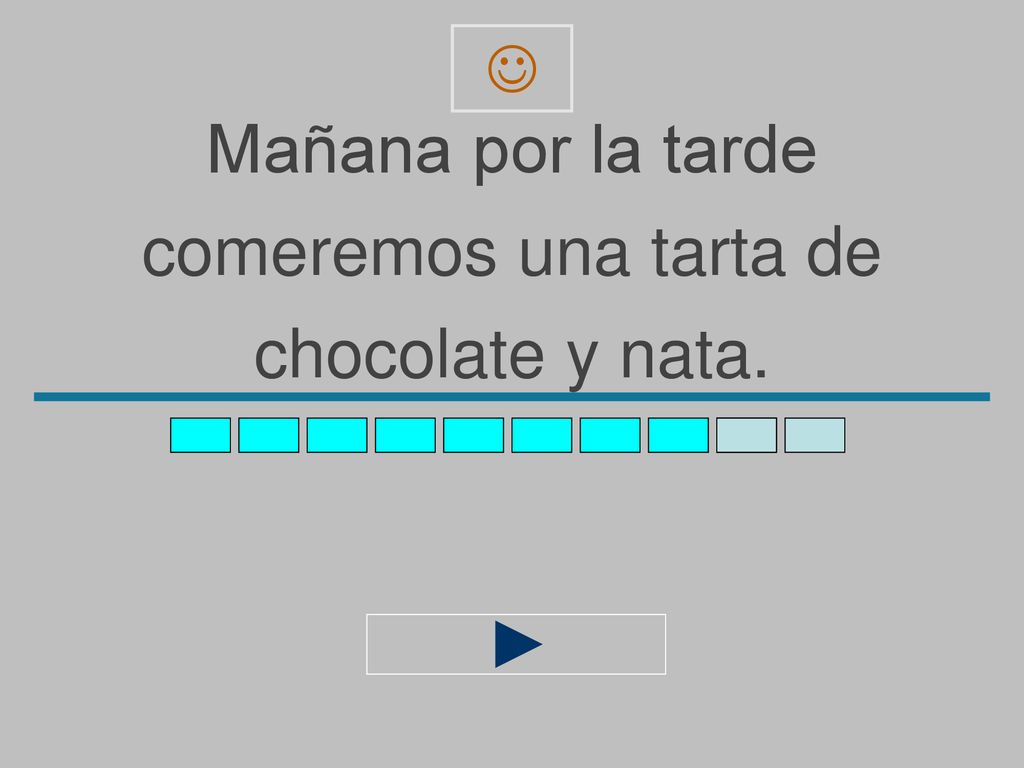  Mañana por la tarde comeremos una tarta de chocolate y nata.