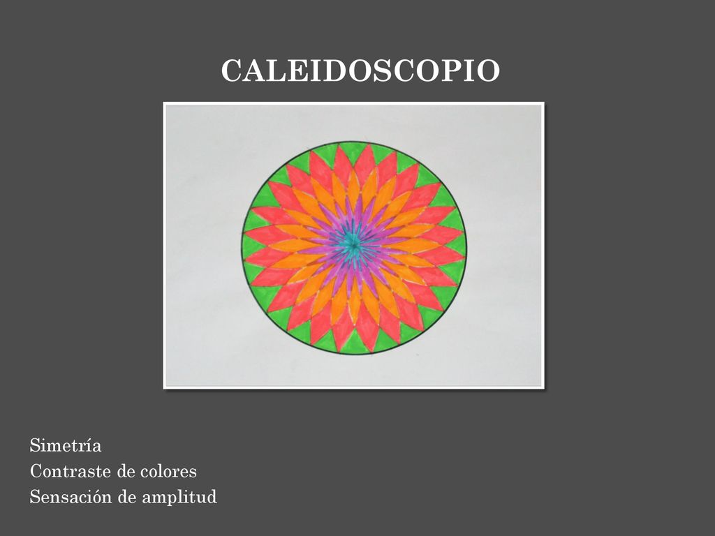 CALEIDOSCOPIO Simetría Contraste de colores Sensación de amplitud