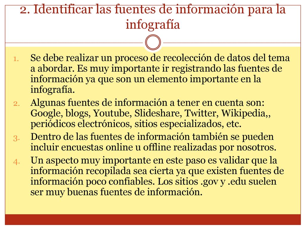 2. Identificar las fuentes de información para la infografía