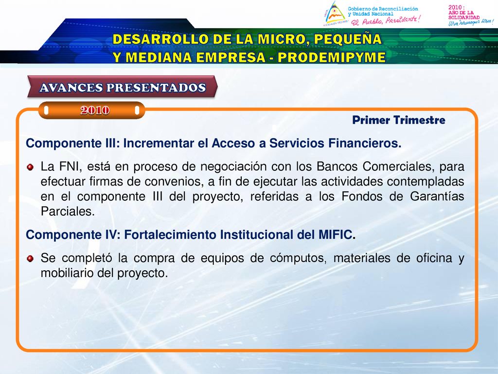 DESARROLLO DE LA MICRO, PEQUEÑA Y MEDIANA EMPRESA - PRODEMIPYME