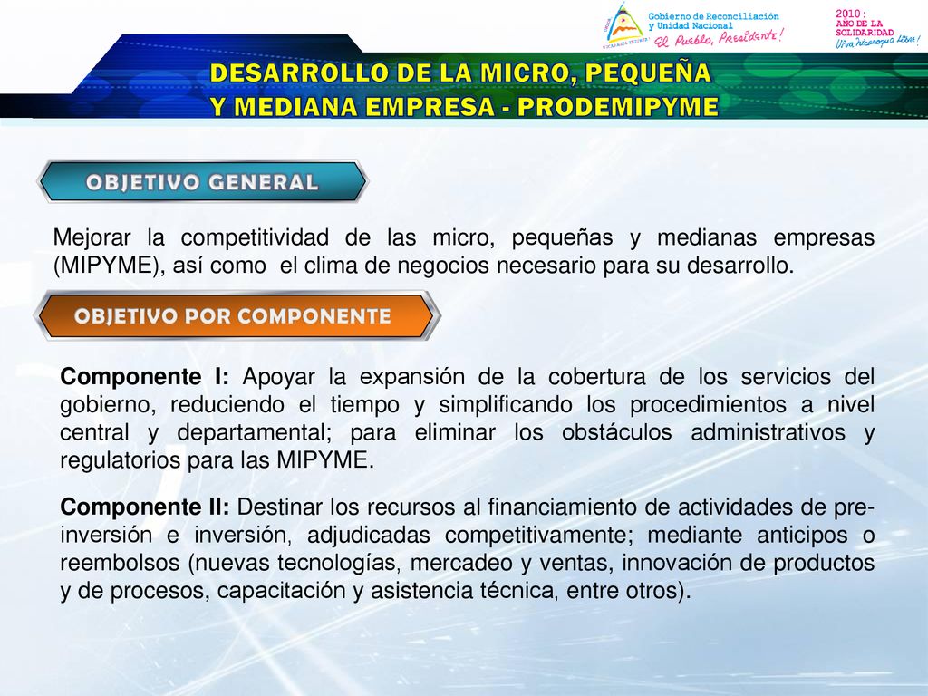 DESARROLLO DE LA MICRO, PEQUEÑA Y MEDIANA EMPRESA - PRODEMIPYME