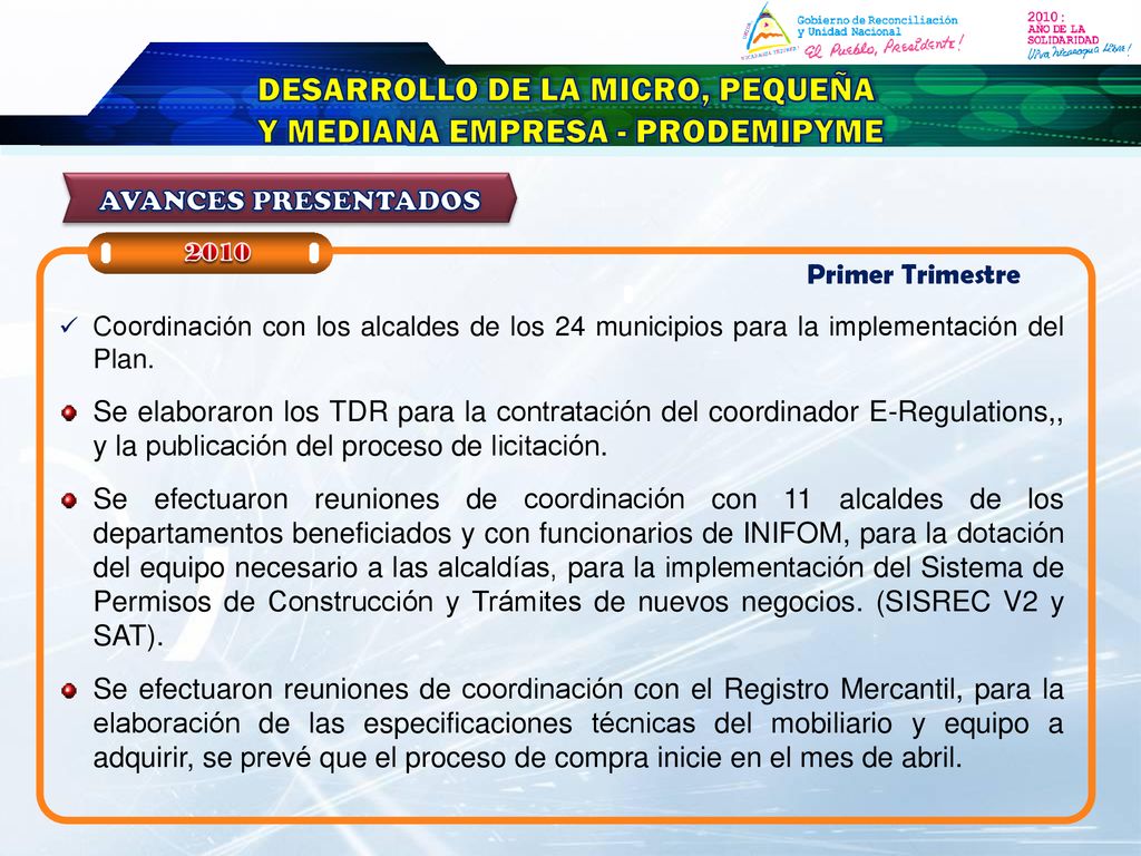 DESARROLLO DE LA MICRO, PEQUEÑA Y MEDIANA EMPRESA - PRODEMIPYME