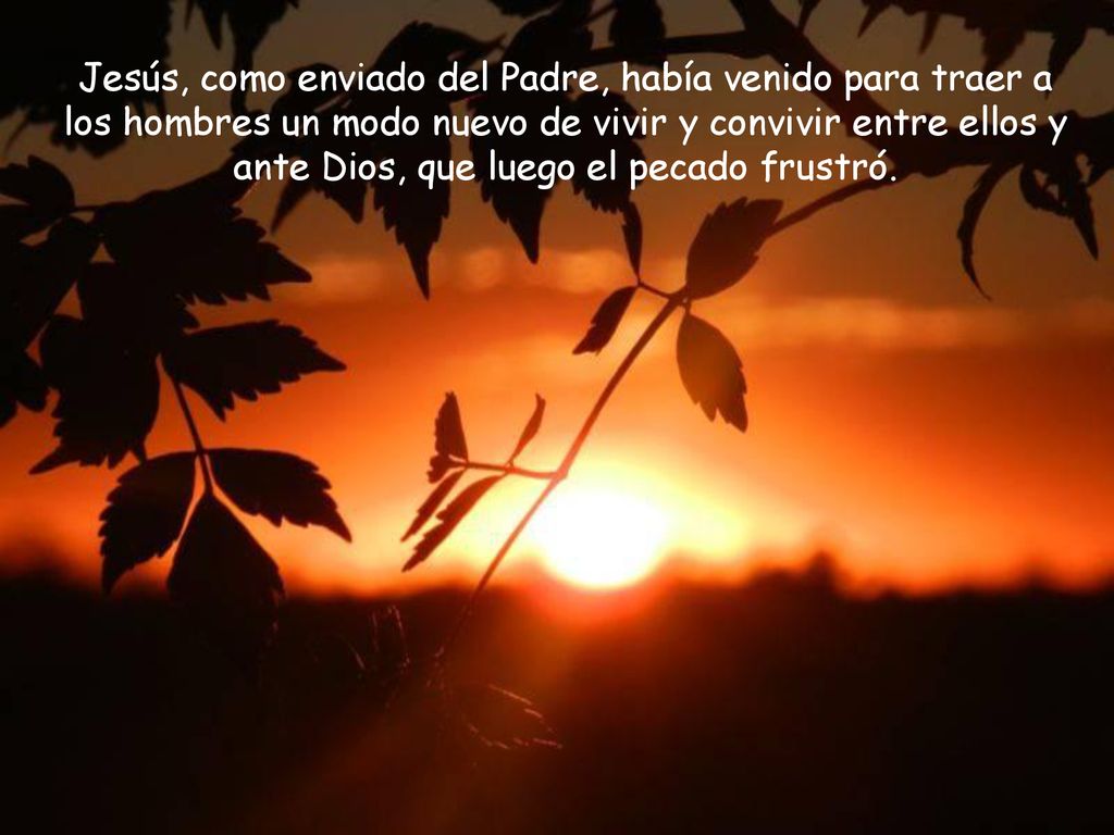 Jesús, como enviado del Padre, había venido para traer a los hombres un modo nuevo de vivir y convivir entre ellos y ante Dios, que luego el pecado frustró.