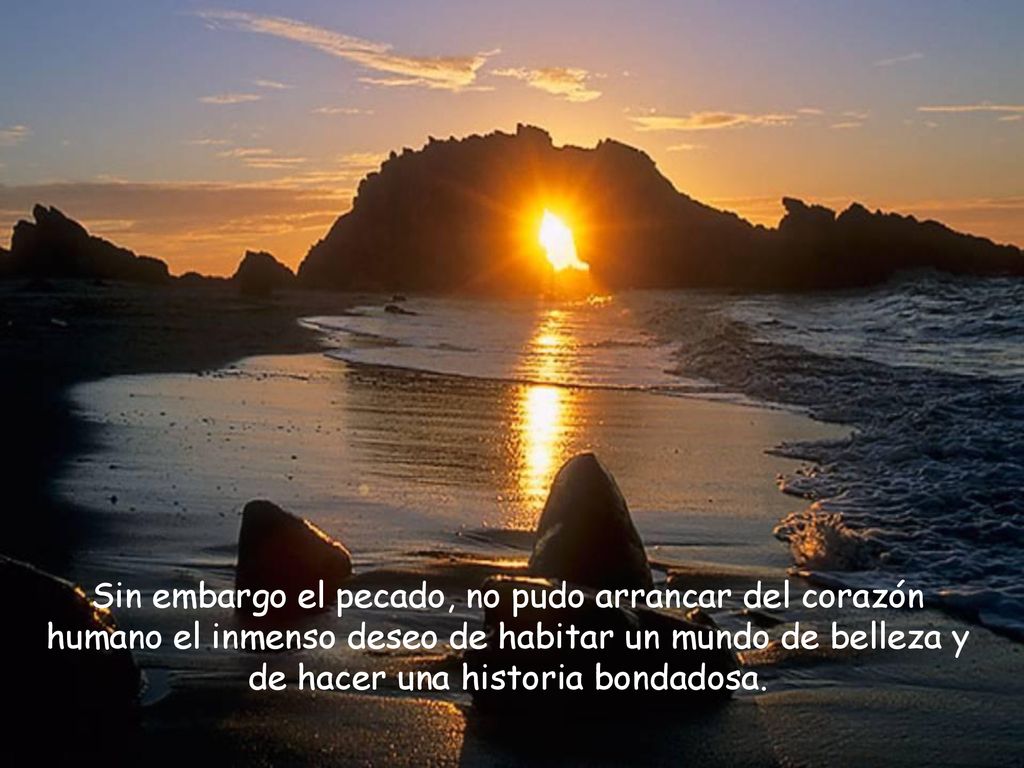 Sin embargo el pecado, no pudo arrancar del corazón humano el inmenso deseo de habitar un mundo de belleza y de hacer una historia bondadosa.