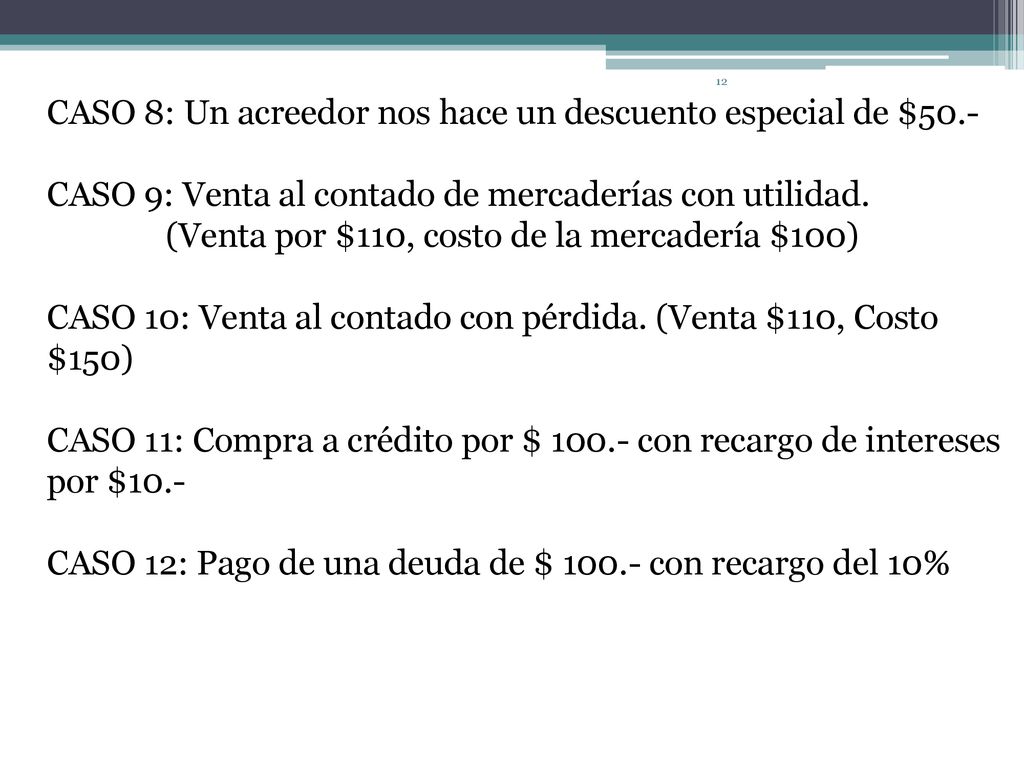 CASO 8: Un acreedor nos hace un descuento especial de $50.-