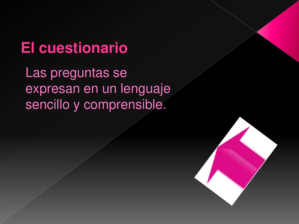 El cuestionario Las preguntas se expresan en un lenguaje sencillo y comprensible.