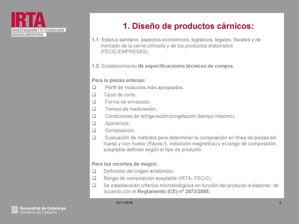 1. Diseño de productos cárnicos: