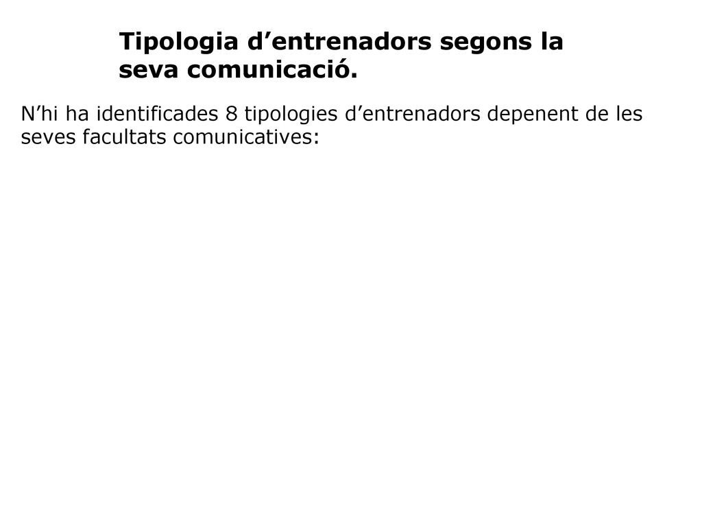 Tipologia d’entrenadors segons la seva comunicació.
