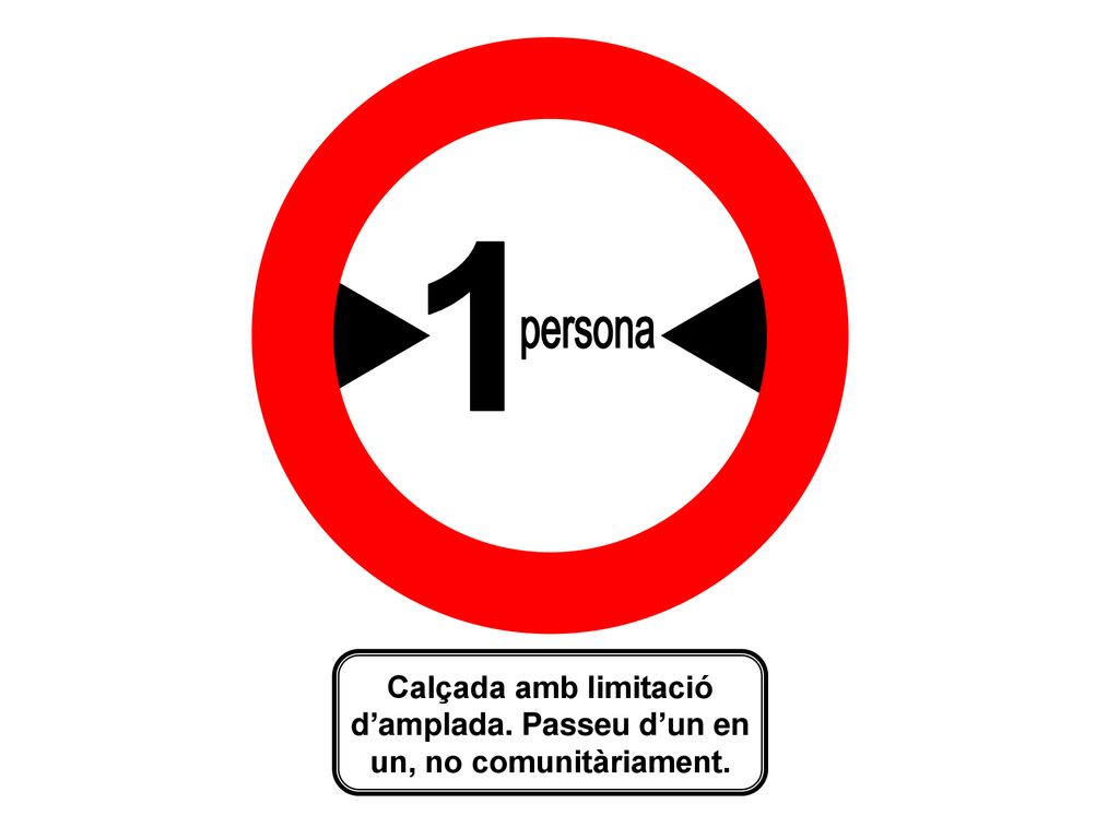 1 persona Calçada amb limitació d’amplada. Passeu d’un en un, no comunitàriament.