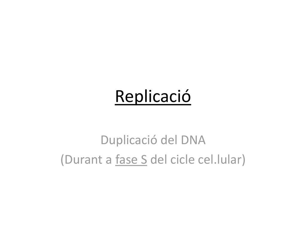 Duplicació del DNA (Durant a fase S del cicle cel.lular)