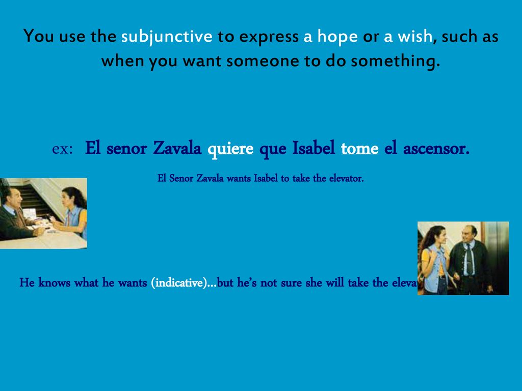 El Senor Zavala wants Isabel to take the elevator.