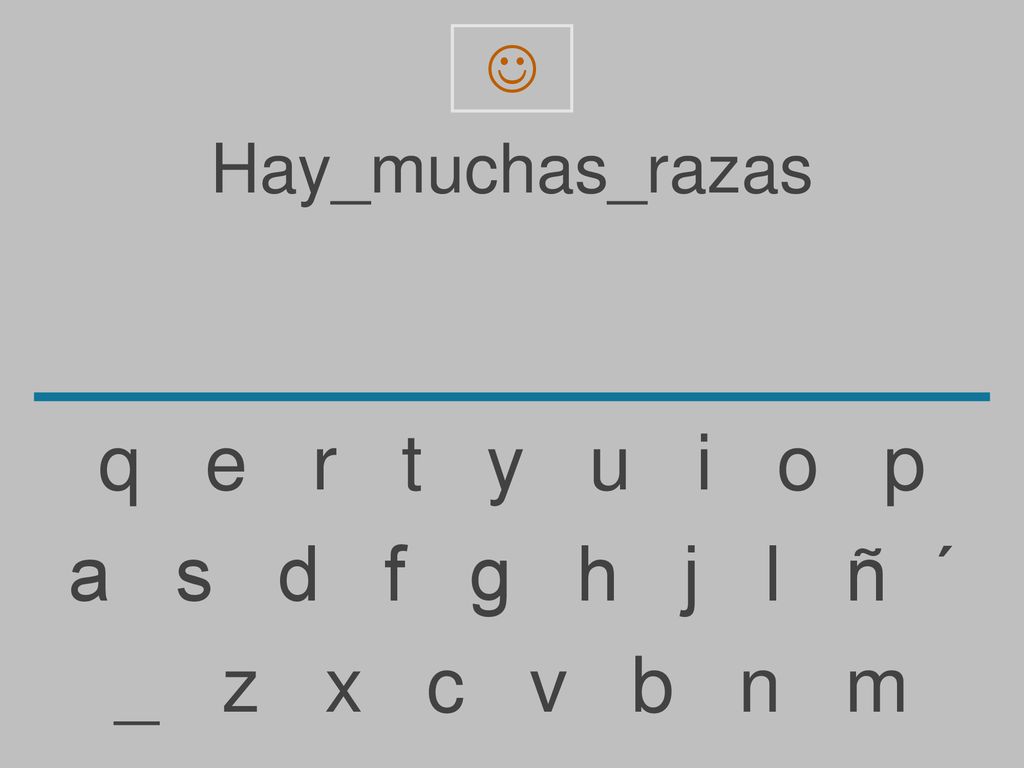 q e r t y u i o p a s d f g h j l ñ ´ _ z x c v b n m Hay_muchas_razas