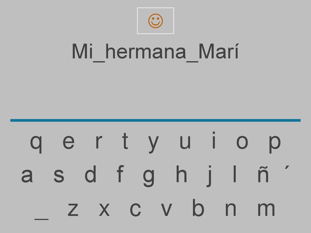 q e r t y u i o p a s d f g h j l ñ ´ _ z x c v b n m Mi_hermana_Marí