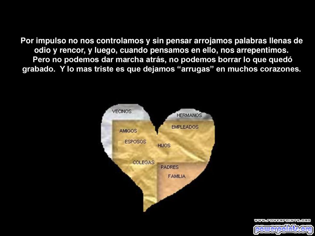 Por impulso no nos controlamos y sin pensar arrojamos palabras llenas de odio y rencor, y luego, cuando pensamos en ello, nos arrepentimos.