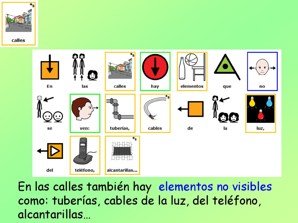 En las calles también hay elementos no visibles como: tuberías, cables de la luz, del teléfono, alcantarillas…