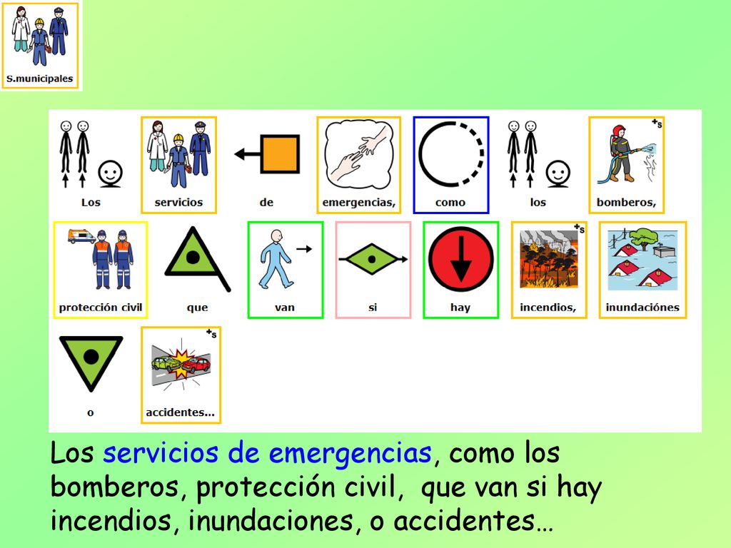 Los servicios de emergencias, como los bomberos, protección civil, que van si hay incendios, inundaciones, o accidentes…